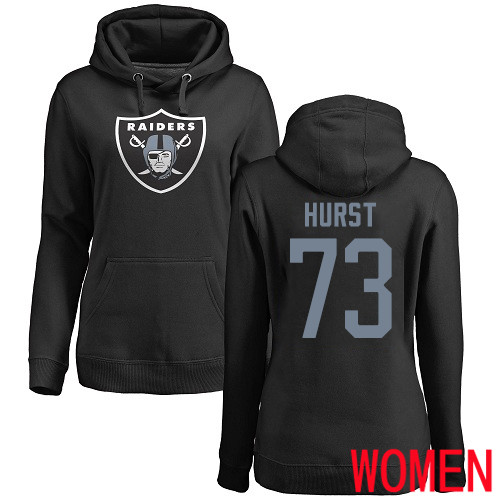 Oakland Raiders Black Women Maurice Hurst Name and Number Logo NFL Football #73 Pullover Hoodie Sweatshirts